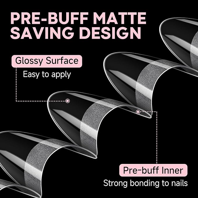 UNA GELLA Almond Nail Tips, 312PCS Half Cover Almond Shape Nail Tips Soft Gel Tips 12 Sizes Pre-shape Acrylic Clear False Nails with Handles for Press on Nails Extension DIY Home Salon