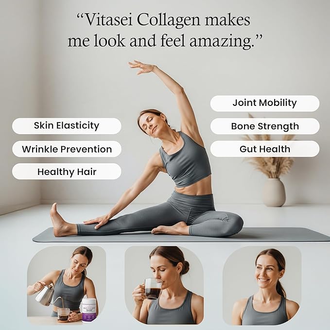 VITASEI Hydrolyzed Collagen Peptides Powder with Vitamin C & Resveratrol - Hair, Skin and Nails Vitamins for Women & Men - Bone and Joint Supplement - Coconut Flavored - 16 oz