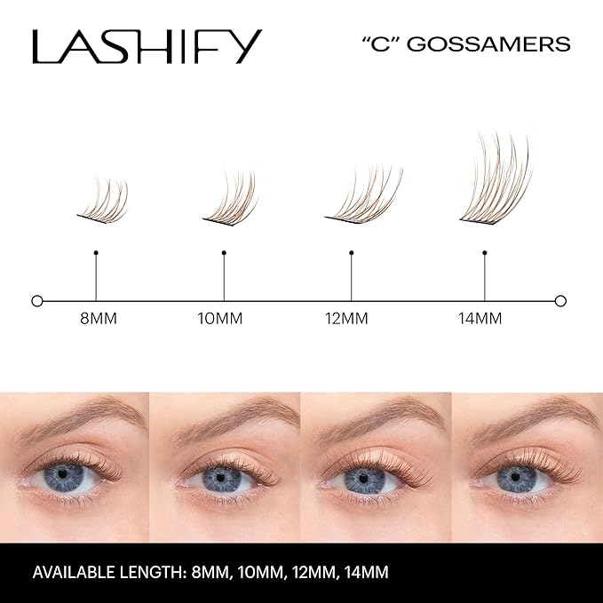Lashify Curl 8mm Gossamer Eyelash Extensions Refill, Ginger Color, DIY False Lashes for a Natural Look