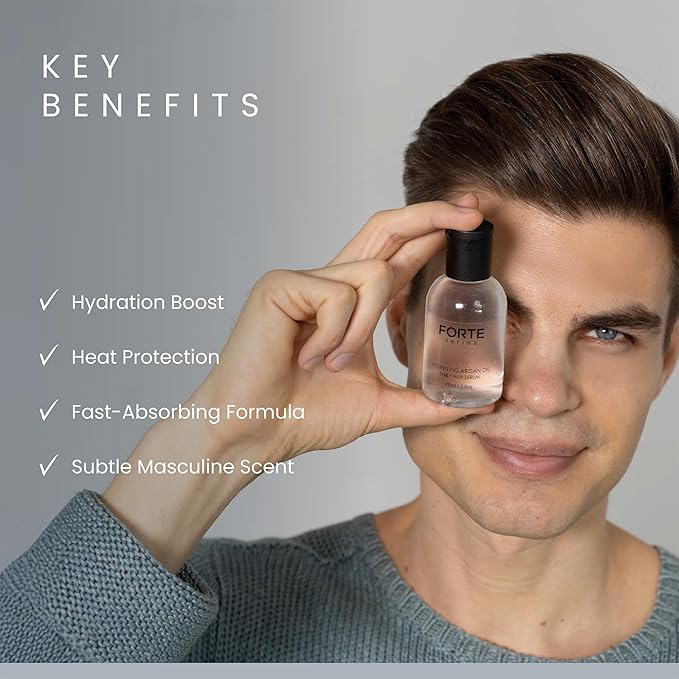 Alex Costa Hydrating Argan Oil Daily Hair Serum by Forte Series Sulfate Free Argan Hair Oil for Men Hair Serum for Dry Damaged Hair, for Styling Hair (75 ml / 2.5 oz)