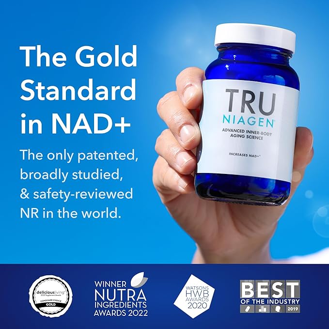 TRU NIAGEN Patented NAD Supplement for Anti Aging and Cell Regeneration, 300mg Niagen, 30 Servings | Supports Cellular Energy, Brain, Muscle | Nicotinamide Riboside (NR) Take 1 Daily | 2 Bottles