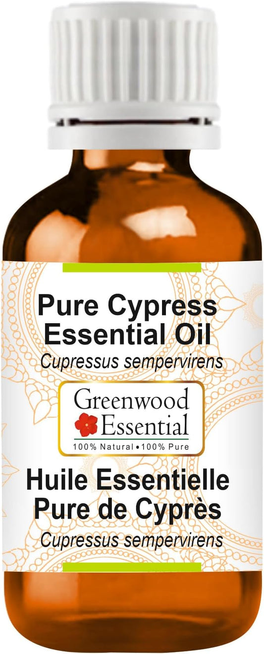 Greenwood Essential Pure Cypress Essential Oil (Cupressus sempervirens) Steam Distilled 50ml (1.69 oz)