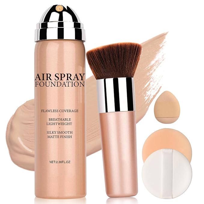 Airbrush Foundation Makeup Spray Full Coverage Foundation for Mature Skin,Long-lasting Airbrush Flawless Setting Spray,Waterproof Foundation for Smooth Radiant Skin (05 Light)
