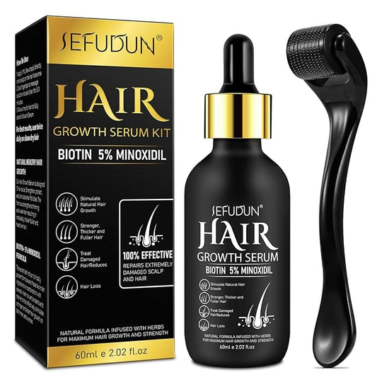 5% Minoxidil Hair Growth Oil for Men and Women - Regrowth Serum, Extra Strength Spray for Hair Loss, Thicker Healthier Hair, Beard Growth Kit, Topical Treatment, 2.02 oz