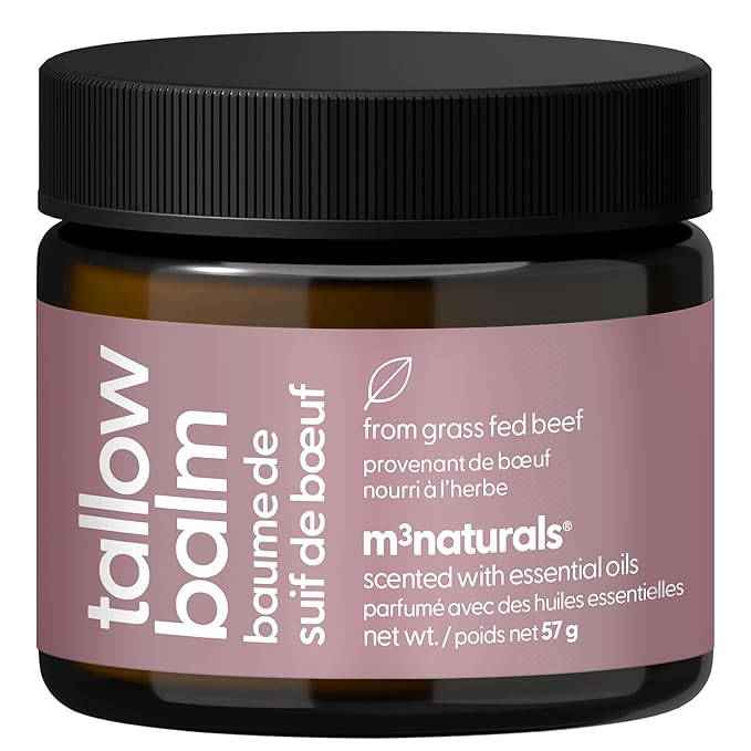 100% Grass Fed Beef Tallow for Skin, Body and Face | Moisturizing Honey Balm Scented with Cinnamon, Rosemary, Peppermint and Clove Bud Essential Oils | Suitable For Dry & Irritated Skin, 2 oz (57g)