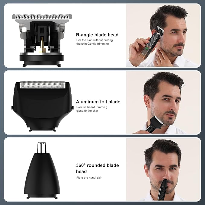 RESUXI Hair Clippers for Men T-Blade Trimmer Electric Shaver Razor Nose Hair Trimmer Set,Beard Grooming Kit 3 in 1 for Nose Ear Body Face Mustache,Father Gifts for Him