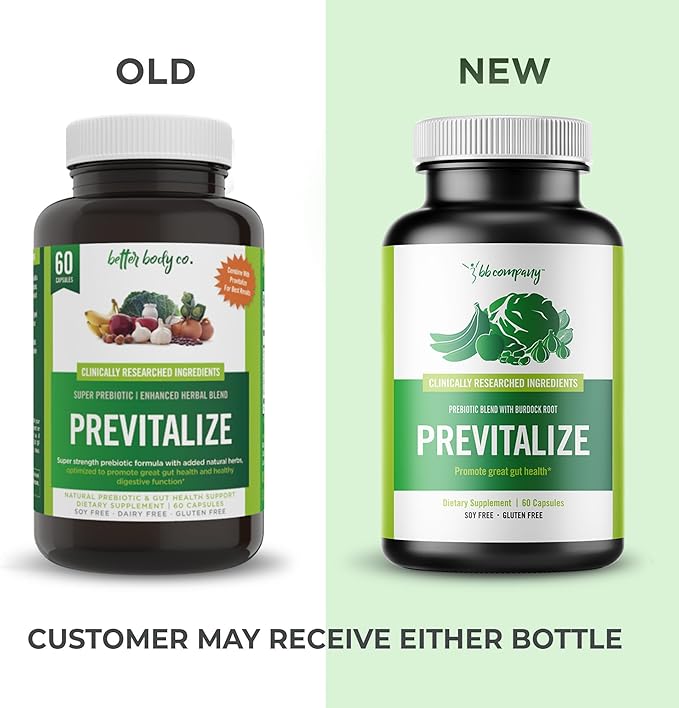BB Company Previtalize | Prebiotics for Women, Prebiotic Fiber for Gut Health, Digestive Health | Food for Good Probiotics | Complement to Probiotics & Provitalize | Packaging Vary | 60 Ct