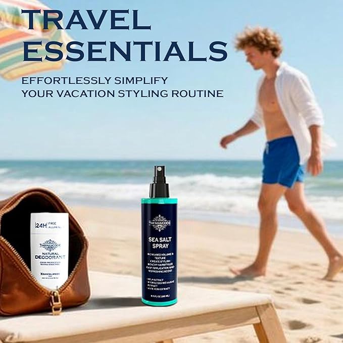 Sea Salt Spray for Men, Texturizing Hairspray, Stocking Stuffers for Man, Surf Spray Adds Instant Volume, Travel Essentials, Christmas Gift for Men, 8.8 Oz