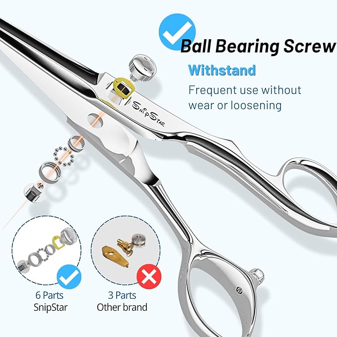 High-End Hair Scissors Professional with CNC Tech, 6.5" Extremely Sharp Hair Cutting Scissors, 440C Steel Barber Scissors Convex Blades, Haircut Hair Shears for Women Men, Salon & Home Hairdressing