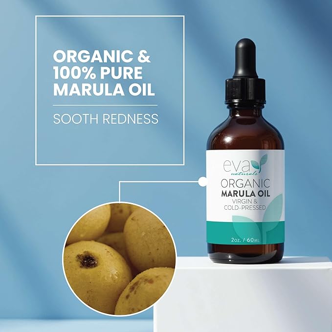 Eva Naturals Marula Oil – 100% Pure Cold Pressed Oil for Face, Hair, Skin & Body – Lightweight Facial & Massage Serum – Moisturizer for Aging Care, Gua Sha & Beard Use