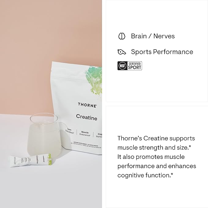 THORNE Creatine - Micronized Creatine Monohydrate Powder - Support for Muscles & Cognitive Function* - for Women & Men - Unflavored - NSF Certified for Sport - 5 g per Serving - 30 Servings