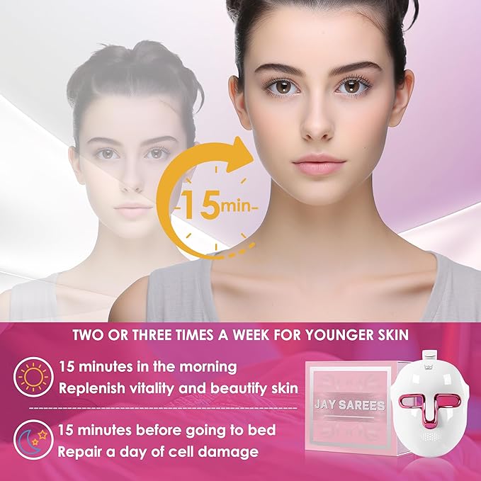 Red-Light-Therapy-for-Face, 7-1 Colors Led Face Mask Light Therapy, Facial Skin Care Mask (White)