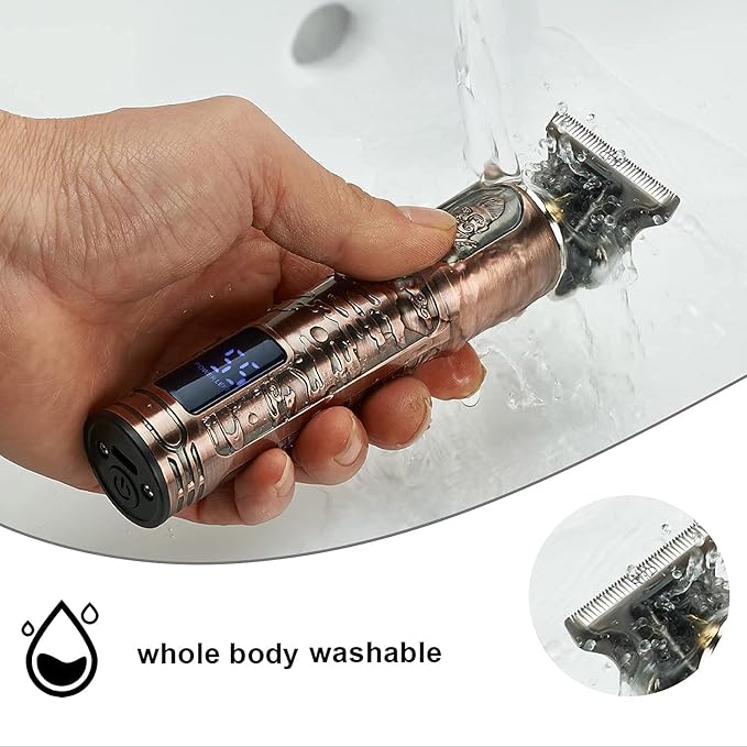 Ornate Hair Clippers for Men, Cordless Edgers Clippers Professional Hair & Beard Trimmer for Barber Pro Zero Gapped T-Blade Trimmer with LCD Display, Rose Gold