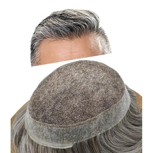 FACE MIRACLE Toupee for Men Lace Center Mens Toupee Hairpiece for Man Human Hair Replacement System Lace Center with Poly around Hair Units Mens Wig Hair Prosthesis 6"X8" #460