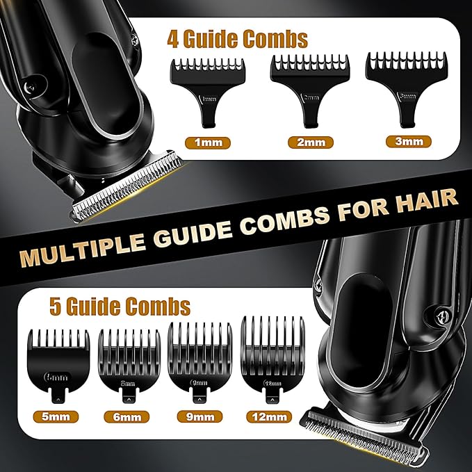 6-in-1 Hair Clipper Beard Trimmer for Men, IPX6 Waterproof Electric Shaver Razor&Cordless Hair Clipper Grooming Kit Hair Trimmer for Nose, Body, Face and Mustache, Gifts for Men