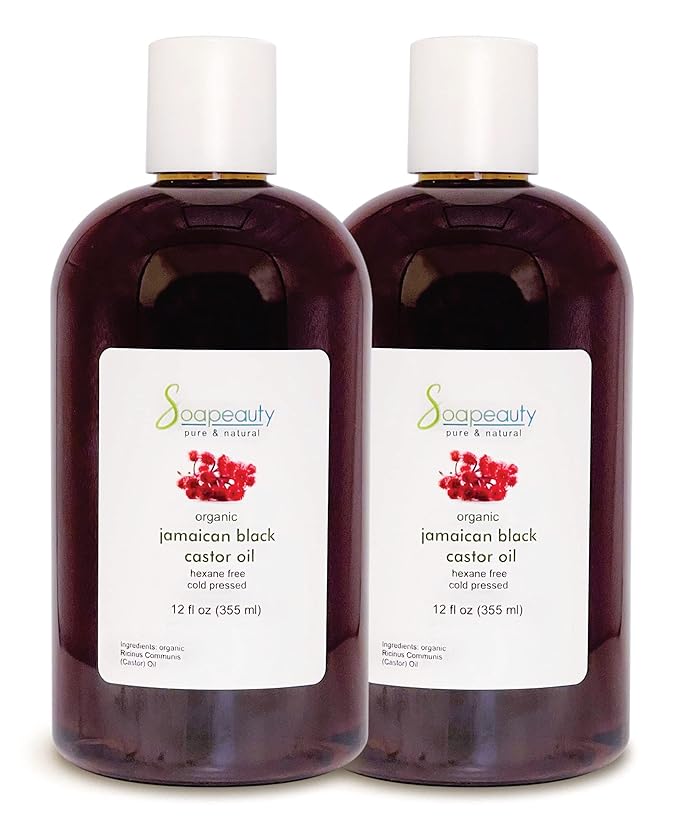 Soapeauty JAMAICAN BLACK CASTOR OIL Cold Pressed Unrefined | 100% Pure Natural Black Castor Oil Promotes Healthy Skin & Hair | Carrier Oil & Strengthens Nails | 24 fl oz (2 * 12 fl oz)