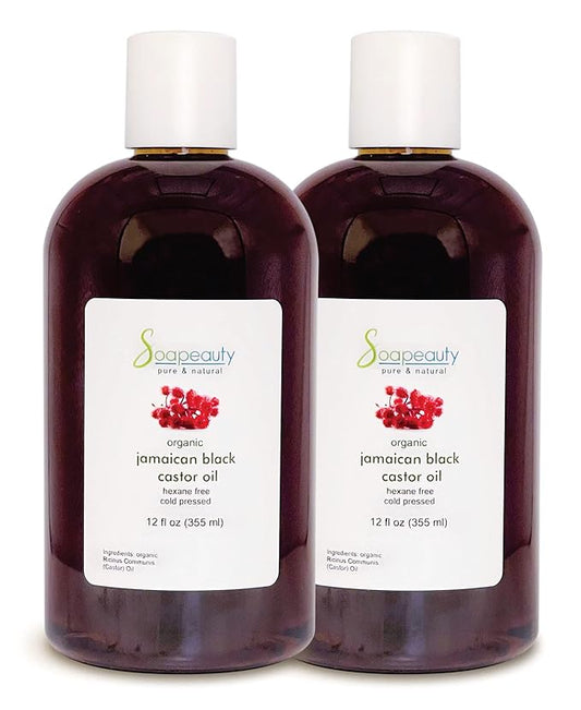 Soapeauty JAMAICAN BLACK CASTOR OIL Cold Pressed Unrefined | 100% Pure Natural Black Castor Oil Promotes Healthy Skin & Hair | Carrier Oil & Strengthens Nails | 24 fl oz (2 * 12 fl oz)