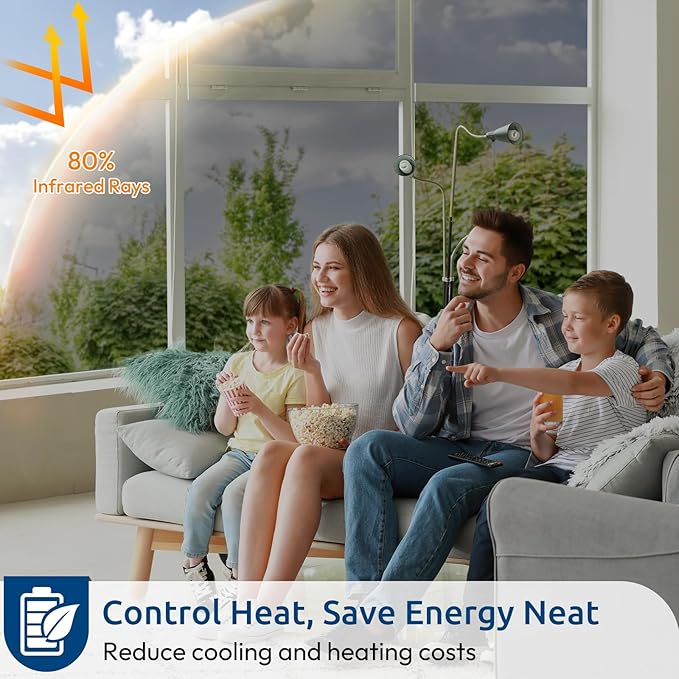 rabbitgoo Window Privacy Film One Way Window Tint for Home, Removable Reflective Heat Sun Blocking Anti UV Glass Door Covering, Mirror Tinting Film House Office, 23.6 in X 16.4 Feet, Silver