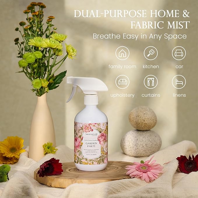 ‌M&SENSE Air & Fabric & Pet Odor Eliminator Spray - 16.9oz Large Size Natural Safe Air Freshener Garden Party Scented Deodorizer for Home Eliminates Smoke & Musty Smells, Ideal for ‌Balcony & Yard