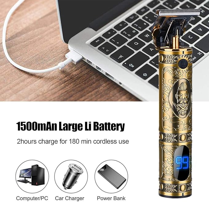 Hair Clippers for Men, Professional Hair & Beard Trimmer for Men, T-Blade Hair Edgers Clippers, Gold Knight Close-Cutting Trimmers, Cordless Clippers for Hair Cutting