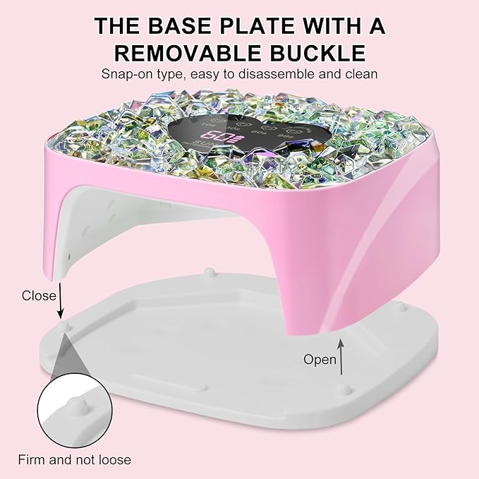 LIMEGIRL UV LED Nail Lamp Kit for Gel Polish Professional Fast Pink Diamond Design Curing Dryer Light Set with 4 Timers and Gloves Cordless Rechargeable Nail Art Cure Machine at Home and Salon