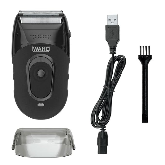 Wahl Compact Rechargeable Lithium Ion Shaver Kit with Hygienic Rinseable Foils & Cutter Bar with Dual Flexible Foils That Move with The Contours of Your Face - 7065