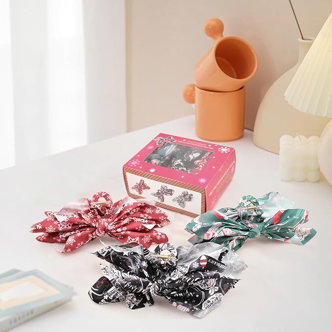 Bow Hair Clips Black Green Red 3PCS Big Bows for Women Butterfly for Styling Large Clips for Thick Hair for Girls Accessories for Women