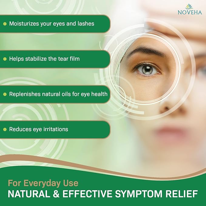 NOVEHA 60PCs Tea Tree & Coconut Oil Eyelid & Lash Wipes - For Demodex, Blepharitis & Itchy Eyes, Individually Wrapped Eyelash Wipes With Aloe Vera, Natural Makeup Remover & Daily Eye Cleanser