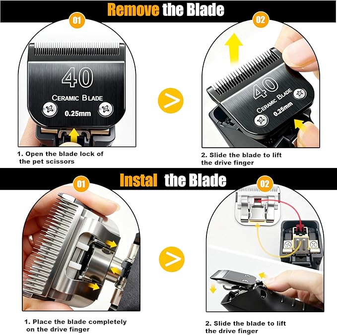 Dog Grooming Clipper Blades Replacement Compatible with Andis Dog Clippers,Most OsterA5, Wahl KM Series Pet Clippers (Black(40))