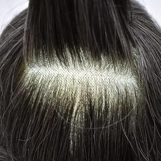 Lace Center Hair System for Men French Lace Toupee for Man Real Human Hair Replacement Systems Thin Skin Around Mens Toupee V-Looped PU Front Hairpieces 6"X9" #1B40