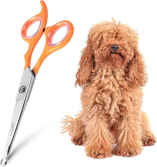 Professional Rounded Dog Scissors - Sharp Stainless Steel Blades with Colorful Handles, Safe and Easy-to-Use Pet Scissors for Long Lasting Grooming at Home