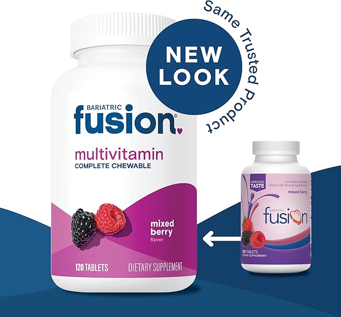 Bariatric Fusion Mixed Berry Complete Chewable Bariatric Multivitamin For Bariatric Surgery Patients Including Gastric Bypass and Sleeve Gastrectomy, 120 Tablets