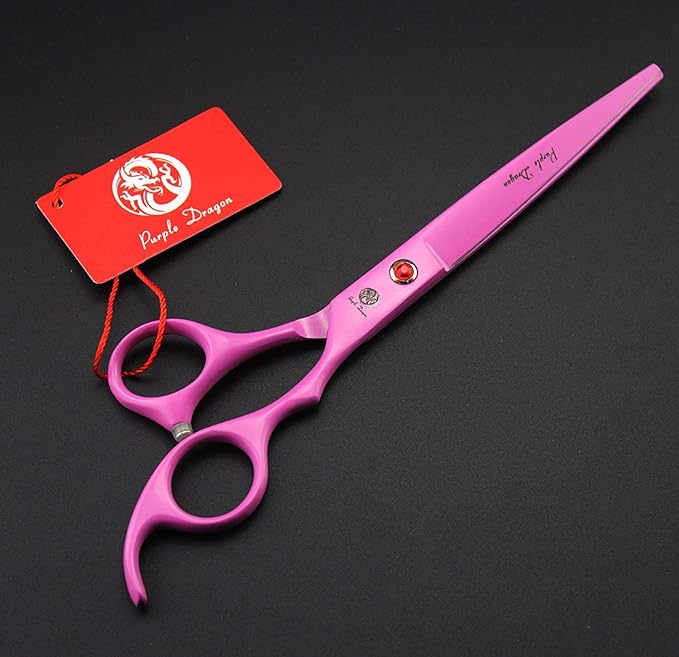 Purple Dragon 7.0 inch Pink 3PCS Pet Grooming Scissors Cat Dog Hair Cutting & Thinning Shears Set for Women Female Pet Groomer