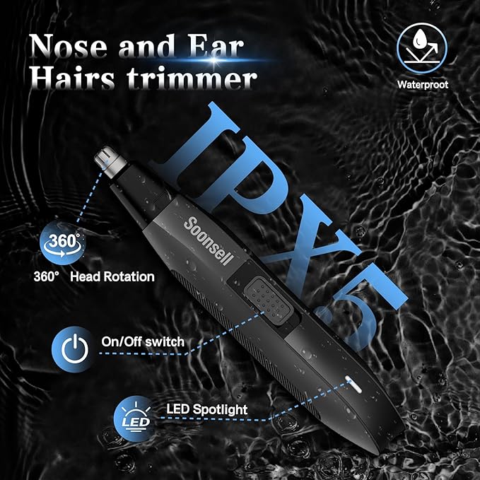 Soonsell Manscape Beard Trimmer for Men,Ball Shaver,Nose Hair Clippers,Electric Razor,Hair Clippers for Men,4 IN1 Men's Grooming Kit,LED Display,Waterproof,Wet/Dry Trimmer