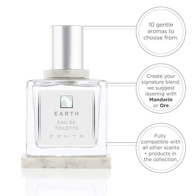 Zents Eau de Parfum (Earth) for Women & Men | Long-Lasting Clean Fragrance with Sandalwood, Fir & Bergamot | Woody & Fresh Scent | 1.69 oz