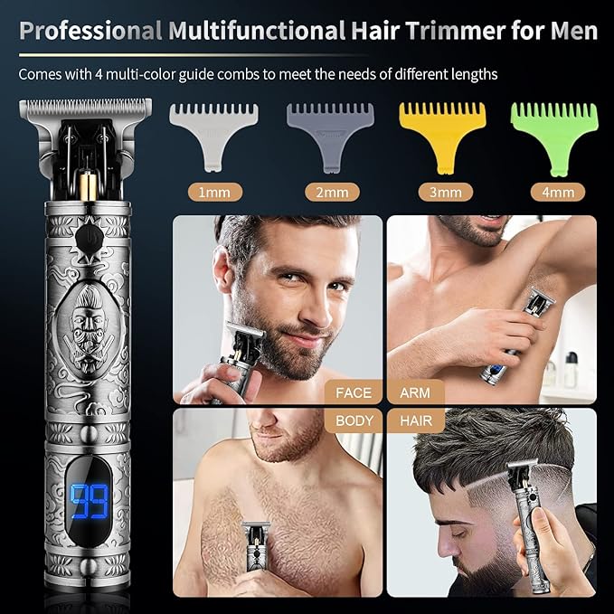 Hair Clippers for Men with Replacement Blade, Professional Hair Trimmer for Barber, T-Blade Edgers Clippers, Close-Cutting Trimmers, Cordless Clippers for Hair Cutting