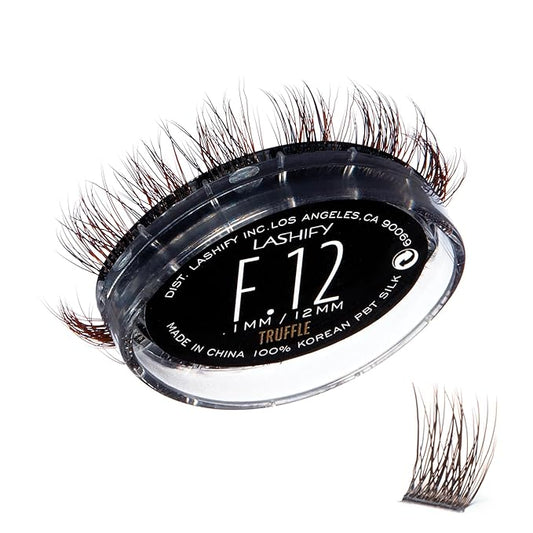 Lashify Fluffy 12mm Gossamer DIY Eyelash Extensions Refill, Truffle Color, Easy False Lashes To Add Fullness and Dimension