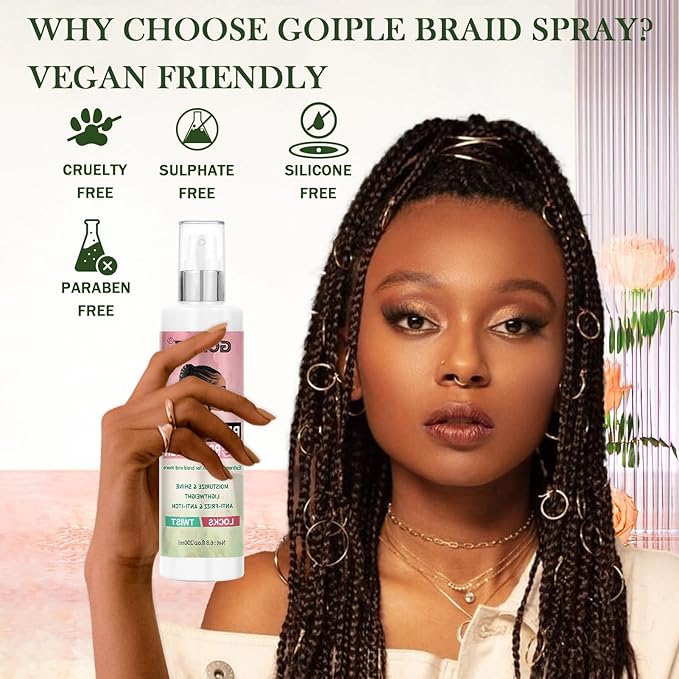 6.8 fl oz Braid Spray Rose Mint for Dreads, Dreadlocks, Locks Spray Rose Water for Itchy Scalp, Shine & Lightweight for Dull Hair Twists, Cornrows, Box Braids Moisturizer