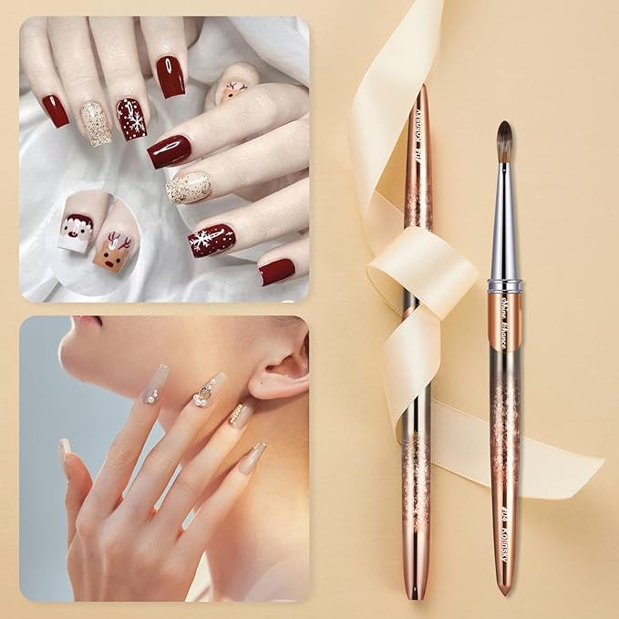 Acrylic Nail Brush Size 4, 100% Real Kolinsky Art Nail Brush for Acrylic Powder Application, Handmade Women Manicure Nail Extension Tool for Professional DIY Home Salon and Beginners