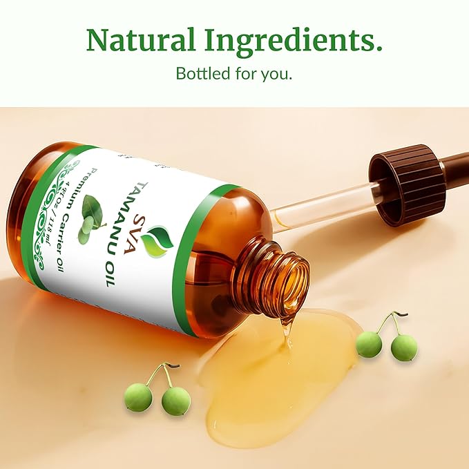 SVA Tamanu Oil - 4 Fl Oz – 100% Natural Cold Pressed Tamanu Oil - for Face, Skin Care, Hair Care, Scalp Massage & Body Massage – Carrier Oil with Dropper