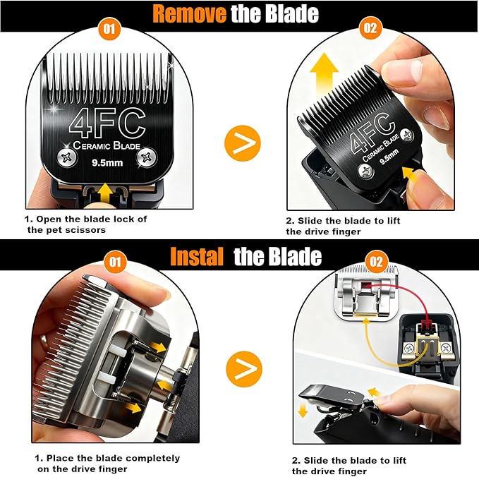 Dog Grooming Clipper Blades Replacement Compatible with Andis Dog Clippers,Most OsterA5, Wahl KM Series Pet Clippers (Black(5FC))