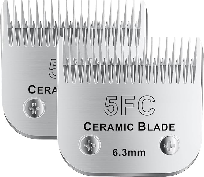 5FC# Detachable Pet Dog Grooming Clipper Ceramic Blade,Compatible with Andis Size 5FC Cut Length 1/4”(6.3mm),Compatible with andis/wahl/Oster Dog Clippers 2PCS