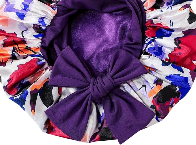 GDTOGRT Satin Silk Bonnet for Sleeping Women - Double Layer Sleep Hair Bonnets Caps for Curly Braid Hair with Tie Band
