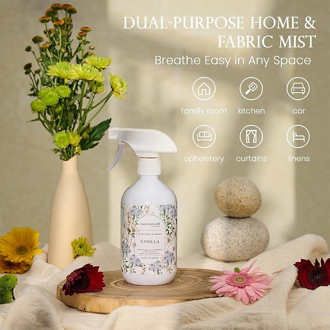 ‌M&SENSE Air & Fabric & Pet Odor Eliminator Spray - 16.9oz Large Size Natural Safe Air Freshener Vanilla Scented Deodorizer for Home Eliminates Smoke & Musty Smells, Ideal for Kitchen & Living Spaces