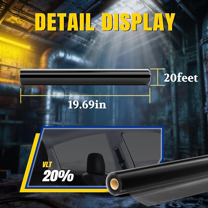 ARANA Nano Ceramic Car Window Tint, 20% Tints for Car Windows Automotive Window Tint Privacy Film 20" in X 20FT, Heat Glare UV Blocking Anti-Scratch Explosion-Proof