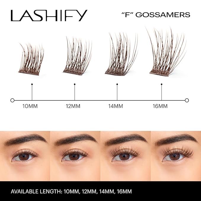 Lashify Fluffy 14mm Gossamer DIY Eyelash Extensions Refill, Chocolate Color, Easy False Lashes To Add Fullness and Dimension