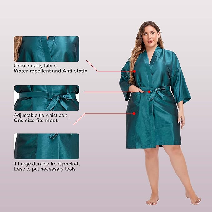 PERFEHAIR Salon Client Gown Robes Cape, Hair Salon Smock for Clients- Kimono Style-(Blue)