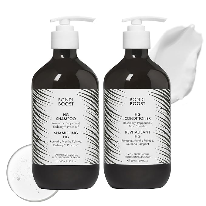 BondiBoost HG Anti-Thinning Shampoo Conditioner Set [16.90 fl oz each], Clinically Tested to Promote Fuller + Thicker-Looking Hair for Women & Men, Procapil, Redensyl & Rosemary Formula, Sulfate-Free