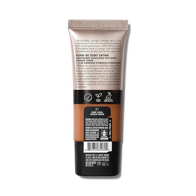e.l.f. Soft Glam Foundation, Medium Coverage, Long-Lasting & Buildable Foundation For A Smooth, Satin Finish, Vegan & Cruelty-Free, 51 Deep Cool