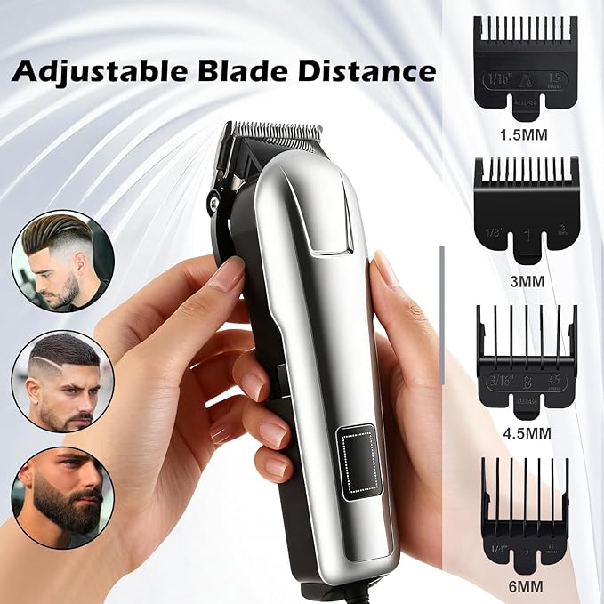 4 Pack Hair Clippers for Men Cordless Clippers for Hair Cutting Rechargeable Beard Hair Trimmer LED Display Stocking Stuffers for Men